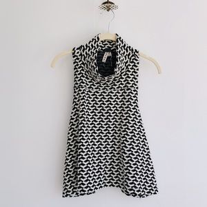 Free People Black and White Knit Cowl Racerback​ Women’s size medium